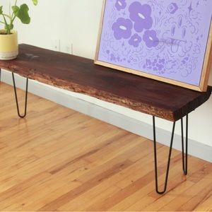 Mid century live edge walnut table